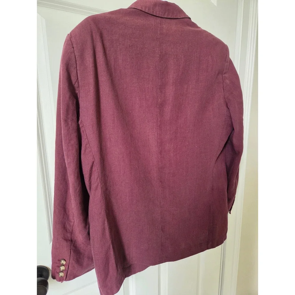 Banana Republic Mens 100% Linen Blazer Plum Size M Derby Preppy Sport Coat